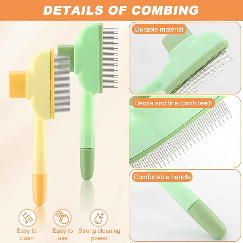 Pet Comb for Dogs Cats Brush, Flea Comb with Long Short Stainless Steel, Self-Cleaning Pet Brush for Shedding - PawsPlanet Australia