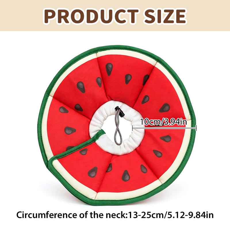Cat Cone Collar Soft Watermelon Style, Adjustable Anti Lick Recovery Collar for Cats Kittens Small Dogs, Elizabethan Collar Cone of Shame Alternative Melon Pattern