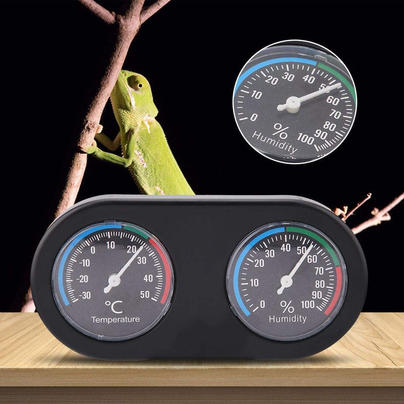 Reptile Thermometer Hygrometer, Mini Round Shape Dual Dial Thermometer and Humidity Gauge for Reptile Tank Lizard Tortoise Spider Pet Rearing Box