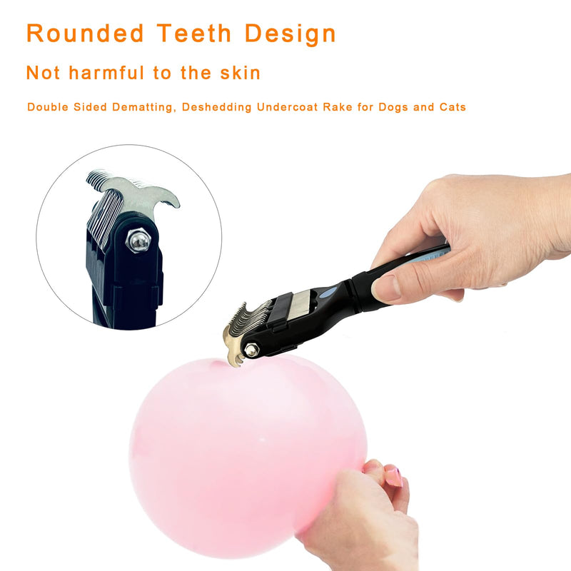 3-in-1 Pet Grooming Brush for Dogs & Cats – Double Sided Deshedding Tool with Stainless Steel Teeth, Detangler Comb & Undercoat Rake | Ergonomic Handle for Matted Fur Removal, Safe for Long/Short Hair