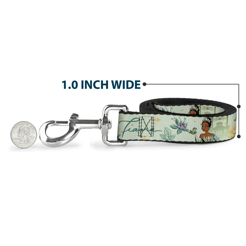 Disney Pet Leash, Dog Leash, The Princess and The Frog Tiana Palace Pose with Script Green, 6 Feet Long 1.5 Inch Wide 6 Feet Long - 1.5" Wide - PawsPlanet Australia
