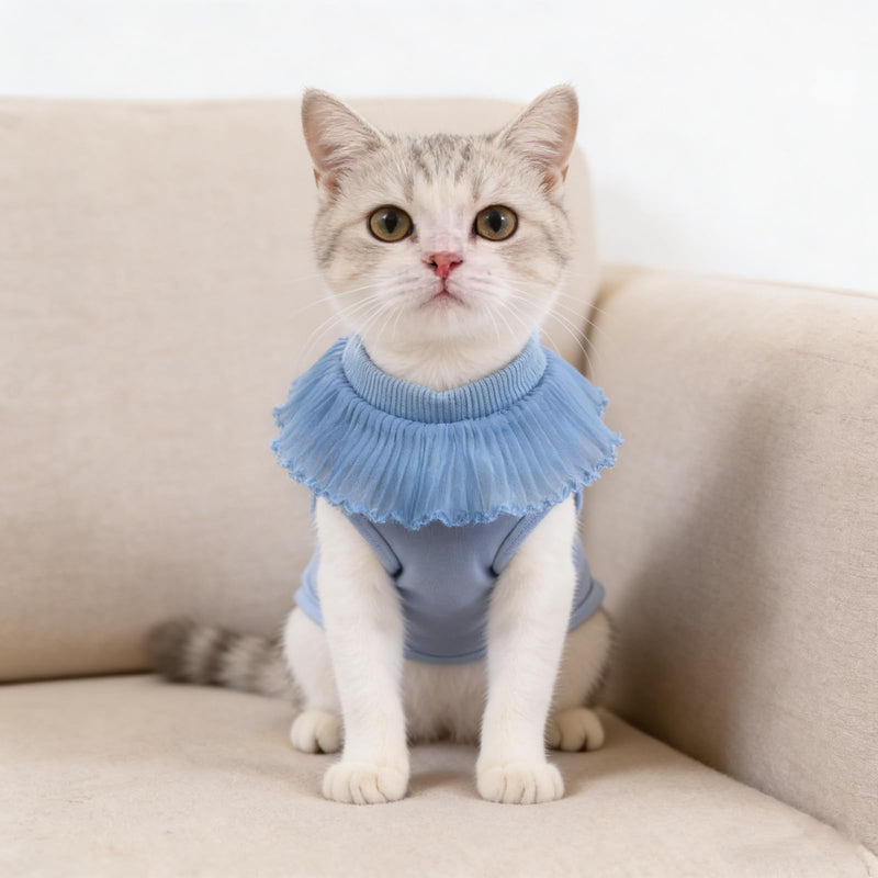 ifundom Blue Cat Post-Surgery Onesie Made of Breathable Modal Fabric with Elastic Material Lightweight and Comfortable Surgical Recovery Suit for Cats and Kittens