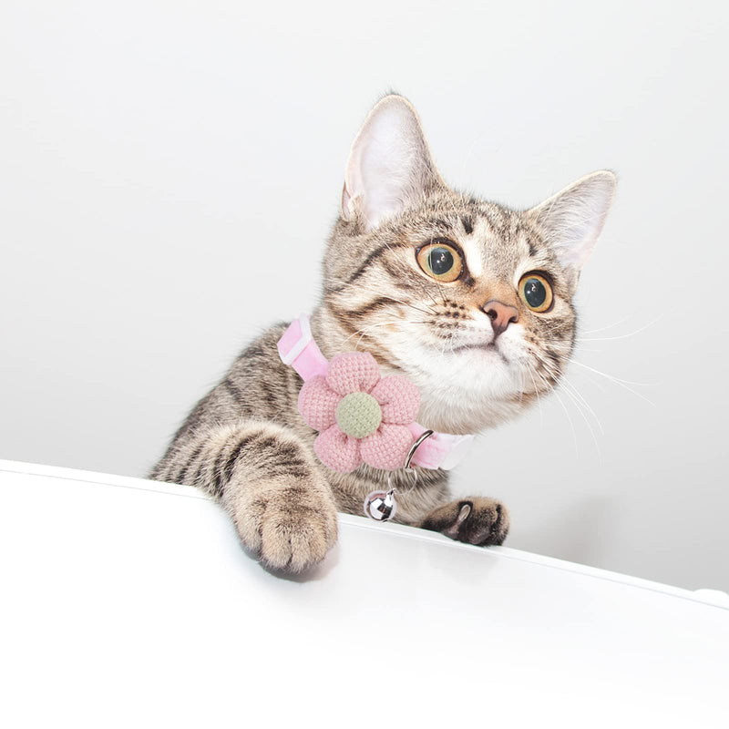 Breakaway Cat Collars with Bells, MUZIEBA Kitten Collar for Girl Boy Adjustable Safety Kitty Collars for Cats Puppy and Small Pets (Pink) Pink - PawsPlanet Australia