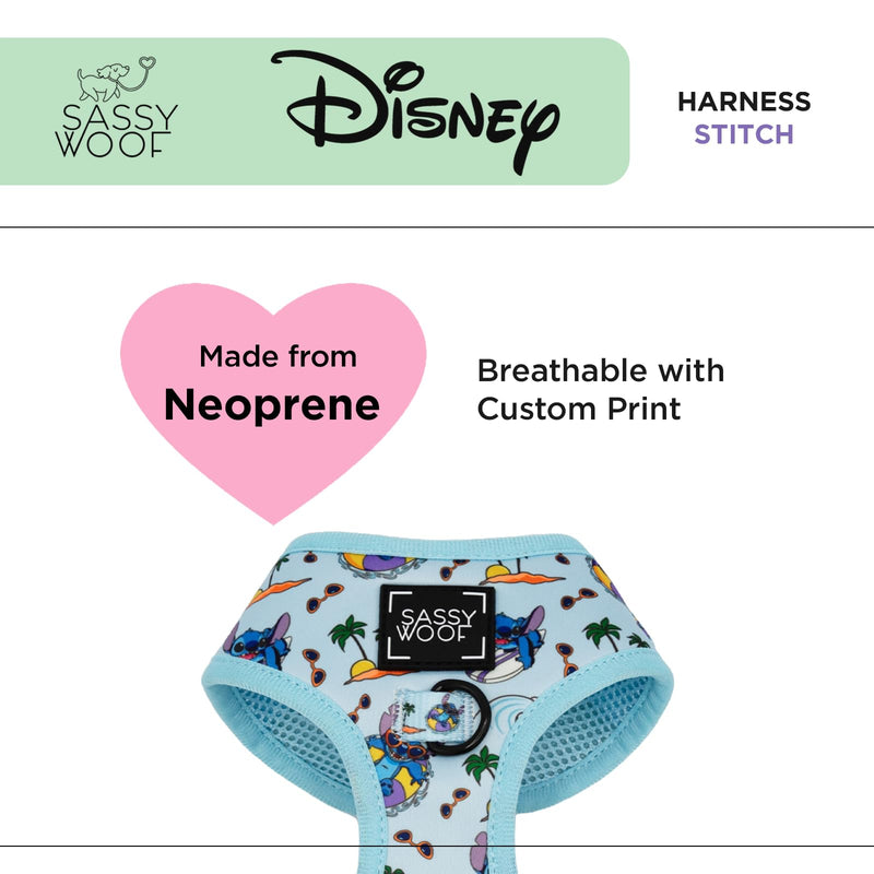 Sassy Woof Dog Adjustable Harness - Disney Stitch - XL, Breathable Mesh, No Pull Design with Two D-Rings, Patented Design, Perfect for Extra Large Dogs - Officially Licensed X-Large