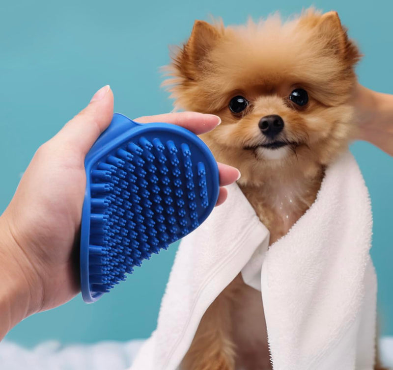 Pet Grooming Bath Brush Cat Dog Brush for Long/Short Hair Rubber Shower Scrubbing and Soothing Massage Essential Puppy Accessories Calming Excellent Cleaning Ergonomic Durable Reusable Blue - PawsPlanet Australia