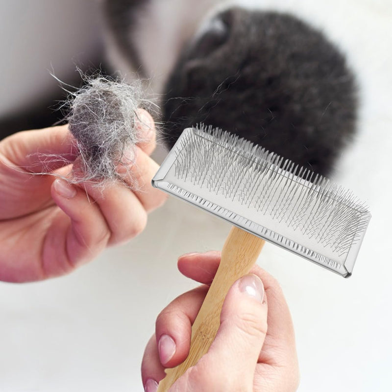 Versatile Wool Comb with Ergonomic Bamboo Handle, Quick Felting and Carding for Wool, Pet Care, Suitable for Craft Projects and Animal Fur Care