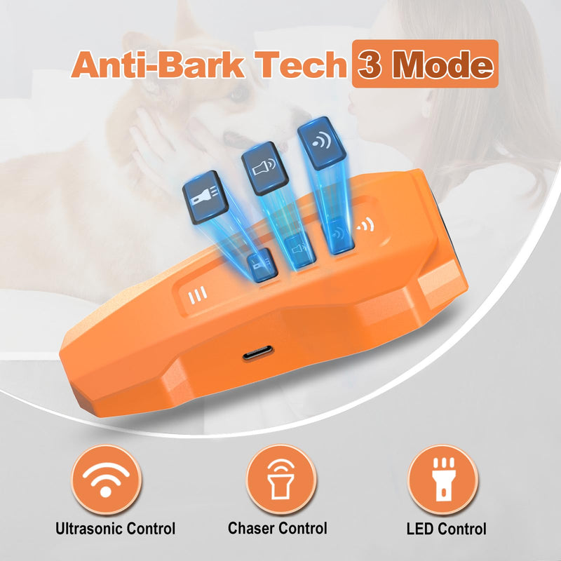 Dog bark Deterrent Device,Ultrasonic Anti Barking, Rechargeable Anti-Barking Device for Dogs Safe & Effective Portable Anti Barking Safe and Effective for Indoor and Outdoor use (Orange) Orange