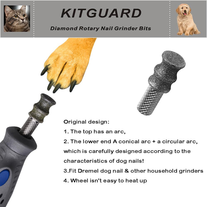 Diamond Dremel Dog Nail Grinder Bits for Rotary Tool-1/8'' Dremel Dog Nail Grinder Attachment-Pet Nail Grinder Bit Work for Animals Nail Care (XX Large T) ClassicT 1P