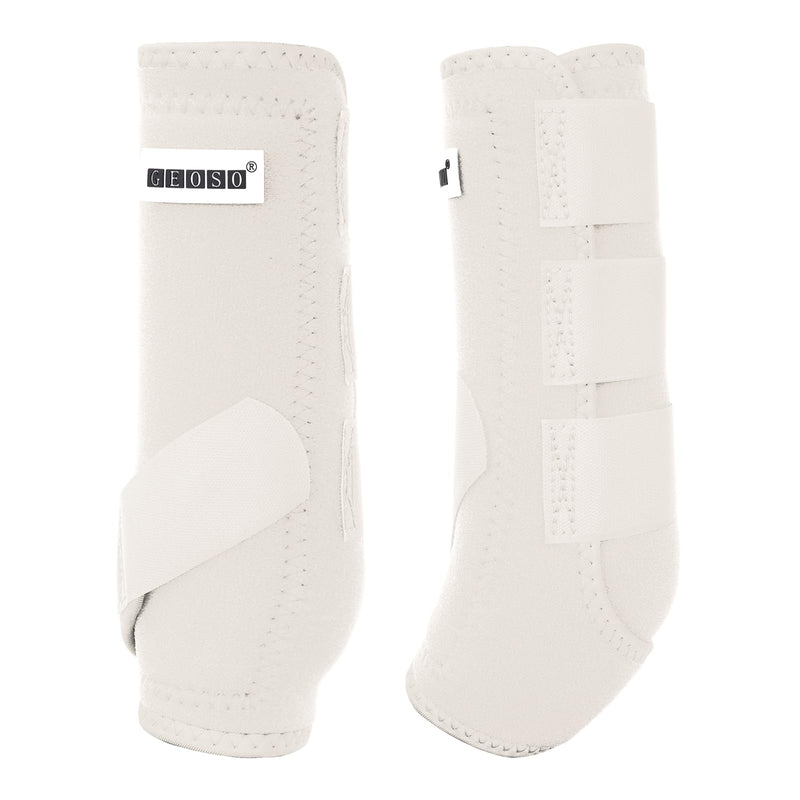 GEOSO All-Around Support Horse Splint Sport Boots,Professional OK Fabric Neoprene Horse Boots for Horses Jump Training&Off-Road|Shock Absorbing, Breathable,Fits Hind Legs Large White