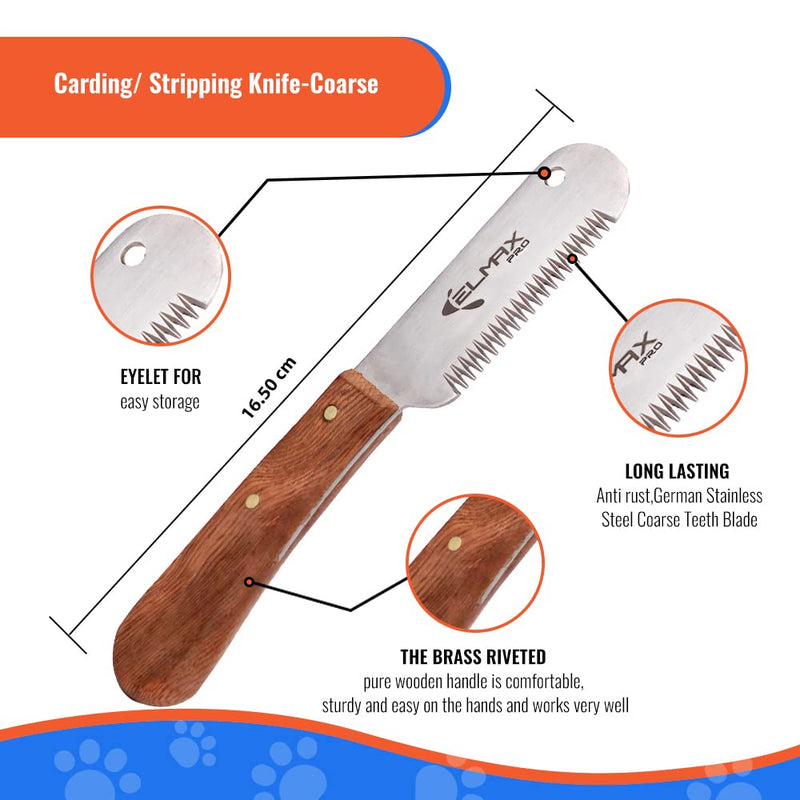 Professional Stripping Knife for Dogs, Best for Removing Unwanted Undercoat, Blades are Made of Stainless Steel with Wooden Handle Grip (Right-Handed, Rosewood) Pack of 3 Rosswood - PawsPlanet Australia