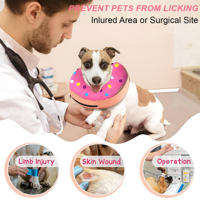 PVC Inflatable Dog Collar Elizabeth Circle, Protective Collar for Pets, Anti-Leak Protection After Surgery (Pink, S, for Dogs)