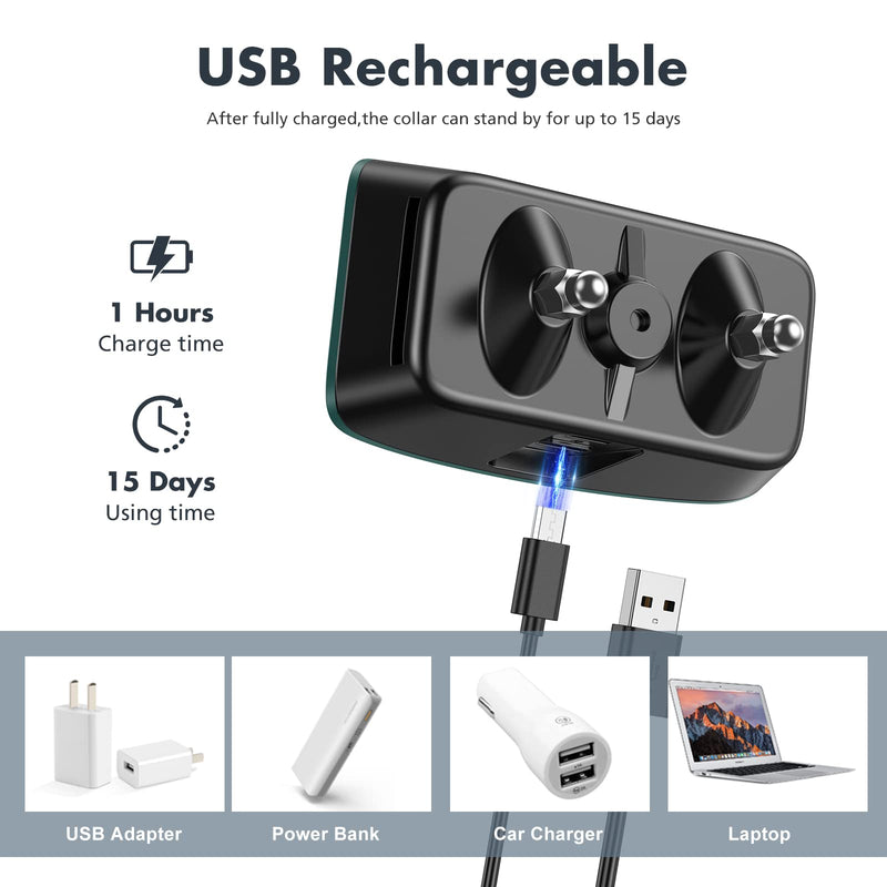 NBJU Bark Collar for Dogs,Rechargeable Anti Barking Training Collar with 7 Adjustable Sensitivity and Intensity Beep Vibration for Small Medium Large Dogs (Blackish Green) - PawsPlanet Australia