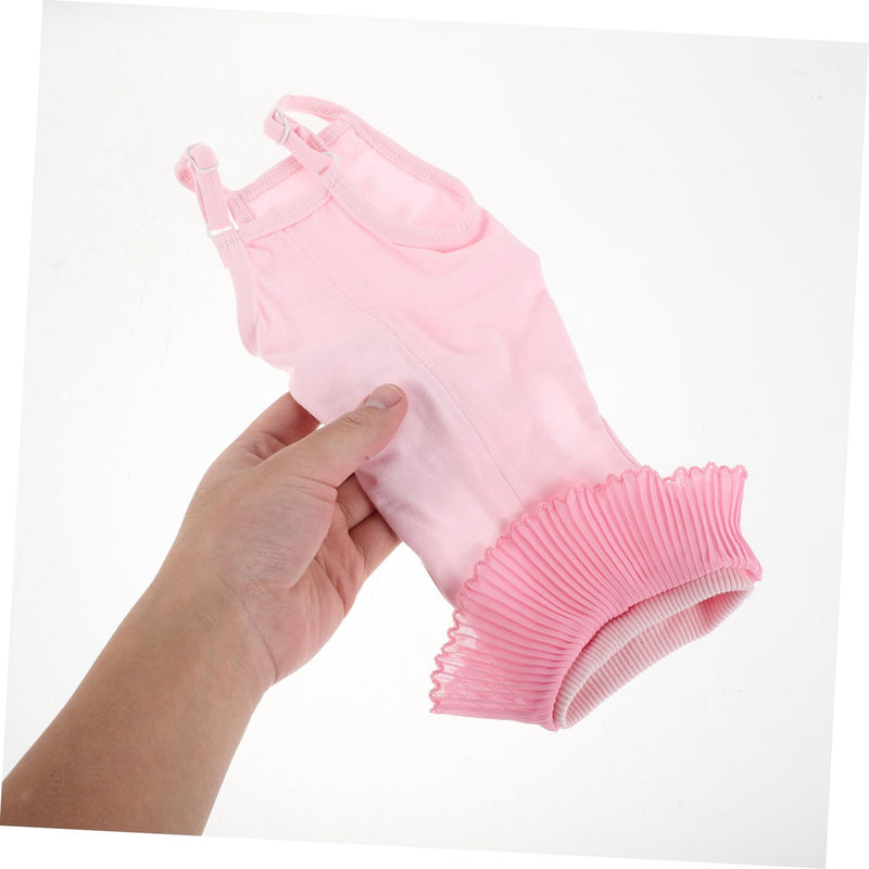 Breathable recovery suit for cats made of modal fabric. Easy on and off. Prevents licking and scratching of wounds. For postoperative recovery. In pink, size S.