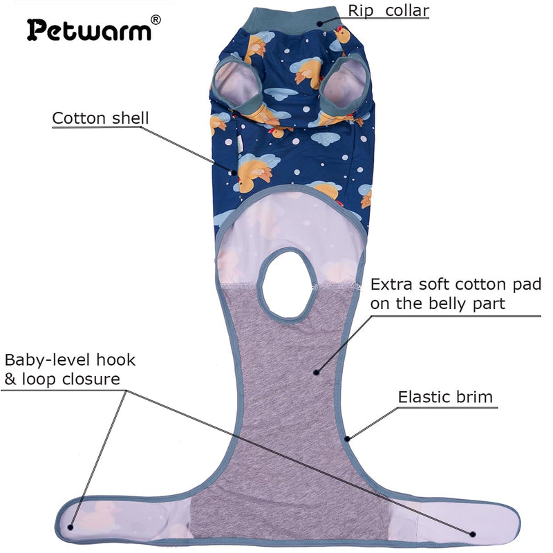 PetWarm Dog Recovery Suit Female Spay,Recovery Suit for Female Male Dogs Bodysuit for Abdominal Wounds Skin Disease,Professional Pet Recovery Shirt Dog Abdominal Wounds Bandages,Duck Pattern,Green,XL X-Large (Back:27.6-32.3'', Weight:45-75LB) Green - PawsPlanet Australia