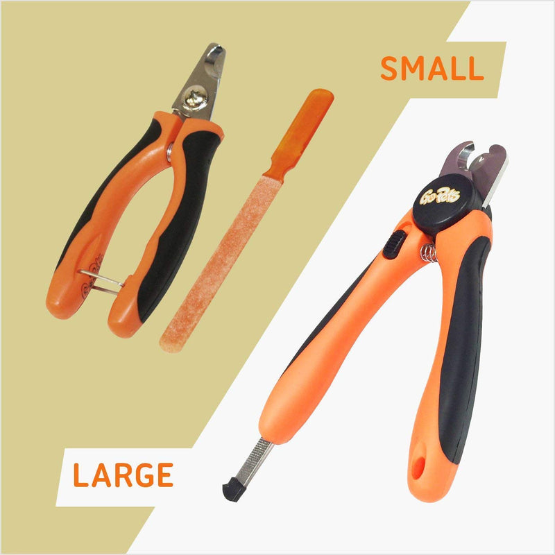 GoPets Pet Nail Clipper Bundle for Dogs and Cats with Large and Small Nail Trimmer with Free Nail File Grinder with Quick Guard and Angled Blades for Safety 2 Nail Cutter Bundle - PawsPlanet Australia