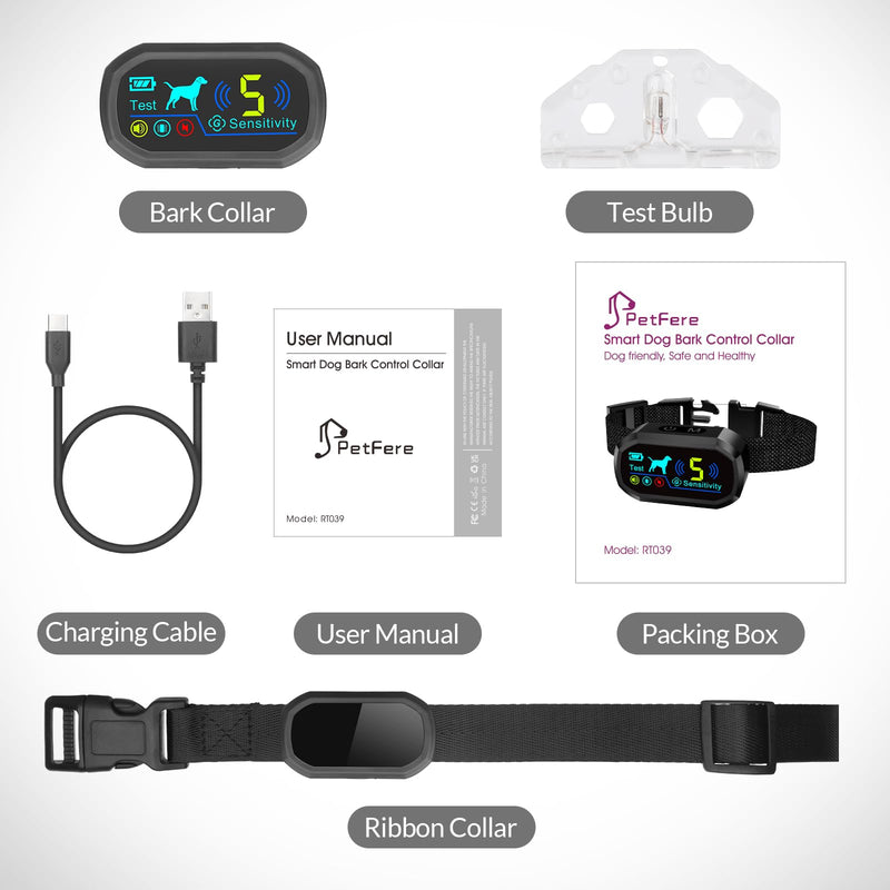 Dog Bark Collar, Waterproof Rechargeable Shock Collar for Small Dogs, Smart Training Collar with 5 Sensitivity Levels and 4 Adjustable Beep Vibration Safe Shock Modes - PawsPlanet Australia