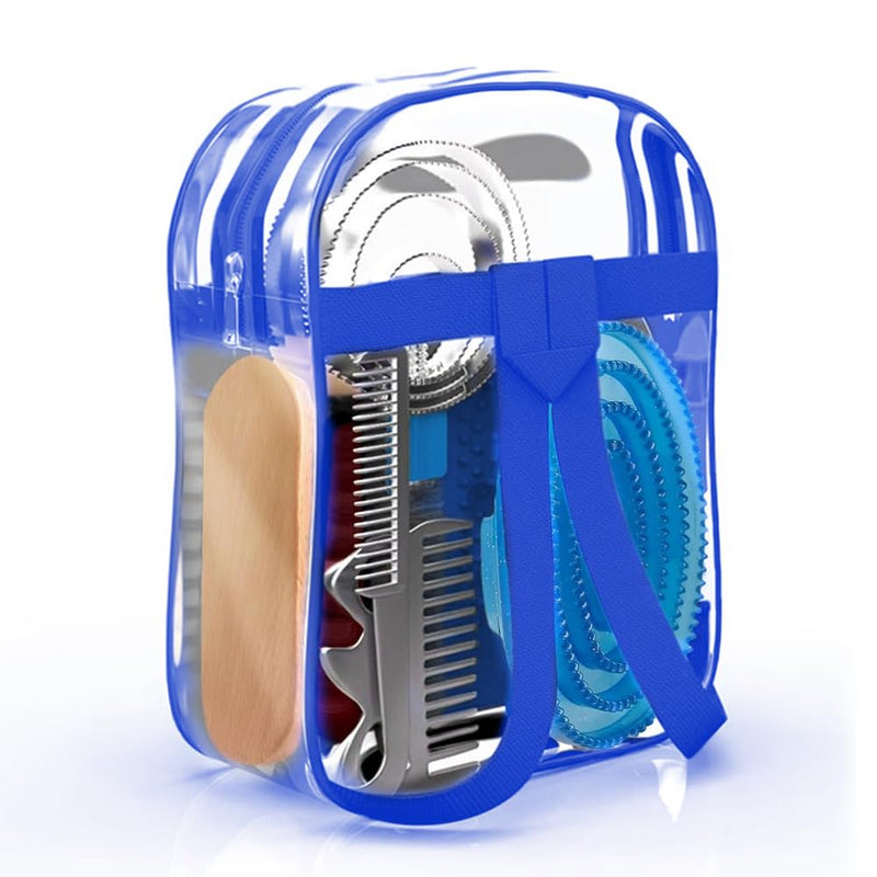 La La Pet® Grooming Kit with Bag - 11Pcs Brush Set for Horse Cleaning, Care and Tack Room Supplies - PawsPlanet Australia