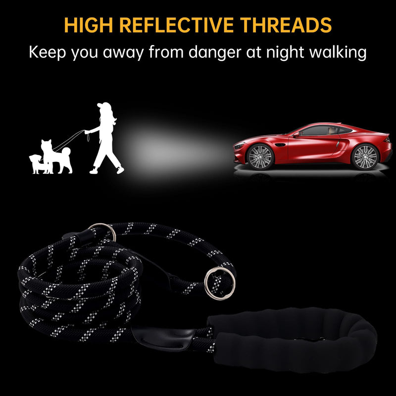 Slip Leads Dog Leash - 4/5/6/8/10 FT Heavy Duty Training Leashes - Reflective & Comfortable Handle for Small Medium Large Dogs (1/2''- 8FT, Black) 1/2''- 8FT - PawsPlanet Australia