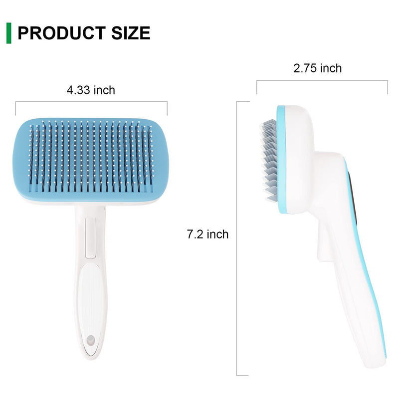 Dog Brush - Self Cleaning Dog and Cat Hair Brush, Efficient Shedding Grooming Tool for Long and Short Haired Dogs & Indoor Cats, Deshedding Comb (Blue) Blue - PawsPlanet Australia