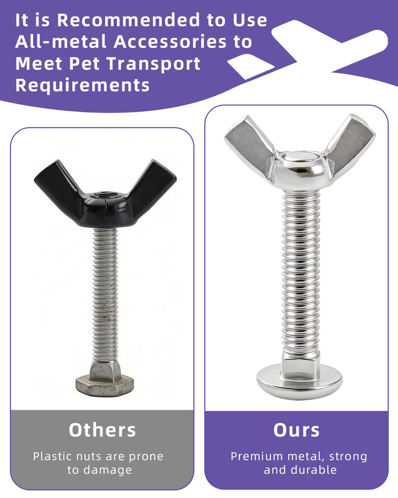 22 Sets M6 Pet Carrier Fasteners, Bolts with Butterfly Nuts for Kennels and Travel Crates, Replacement Hardware Kit for Dog and Cat Cages - PawsPlanet Australia