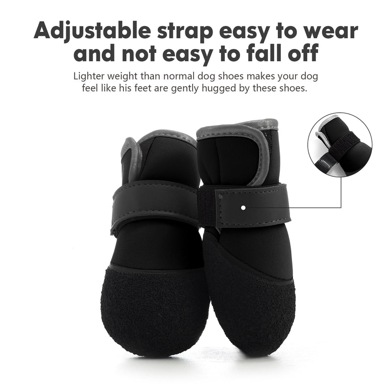 Dog Shoes, Outdoor Dog Boots Non-Slip Waterproof Dog Booties for Medium to Large Dogs 4Pcs for Winter Snowy Day, Summer Hot Pavement with Rugged Sole Black Size 5:（2.51''x2.36'')(L*W) for 41-60lbs - PawsPlanet Australia