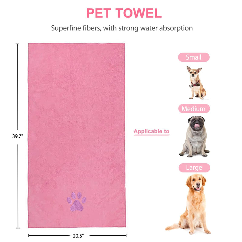 6PCS Pink Dog Washing Kit with Dog Brush, Shampoo Brush, Bath Scrubber,Washing Gloves, 39.7" × 20.5" Towel and Big Toiletries Bag. - PawsPlanet Australia