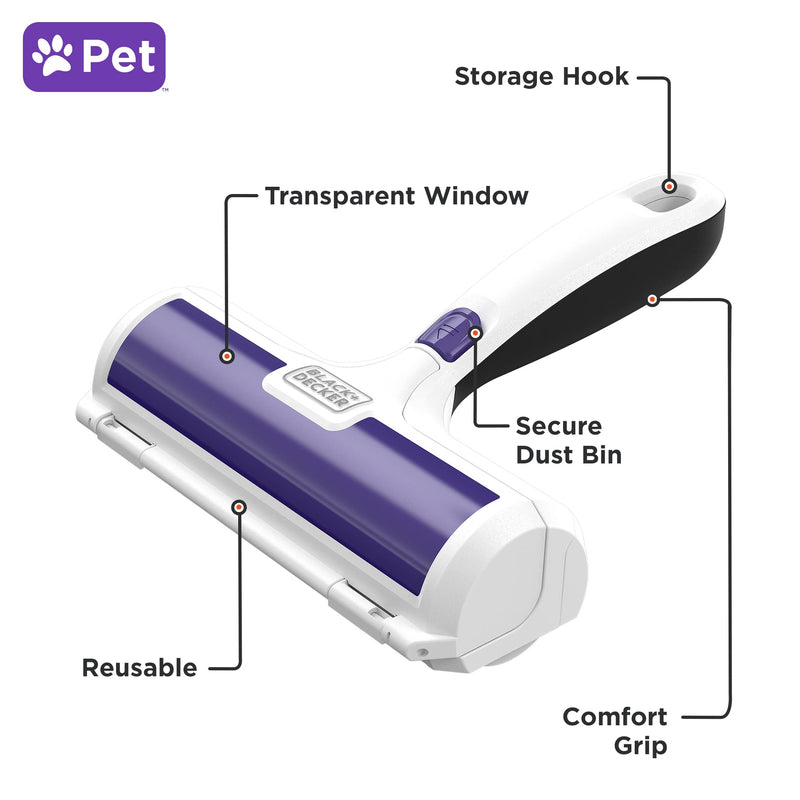 BLACK+DECKER Pet Hair Remover, Roller, Remove Dog Hair and Cat Hair Easily (HMSCT0001) - PawsPlanet Australia