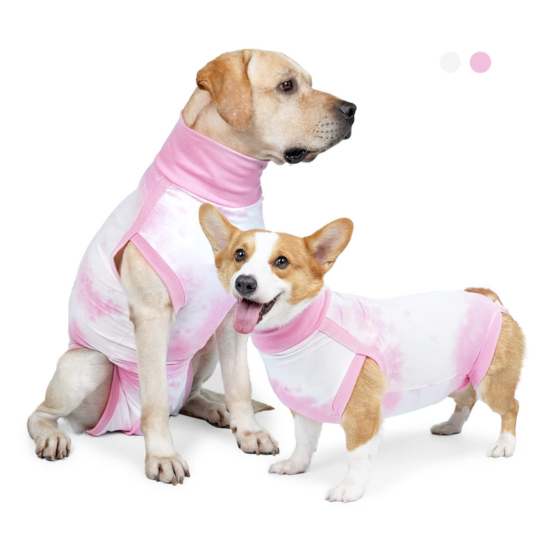 Lianzimau Dog Recovery Suit,Spay Suit for Female Dog,E-Collar Cone Alternative After Surgery Anti-Licking,Neuter Suit for Male Dogs,Dog Surgical Suit for Abdominal Wounds Dog Onesie Body Suits Medium Pink