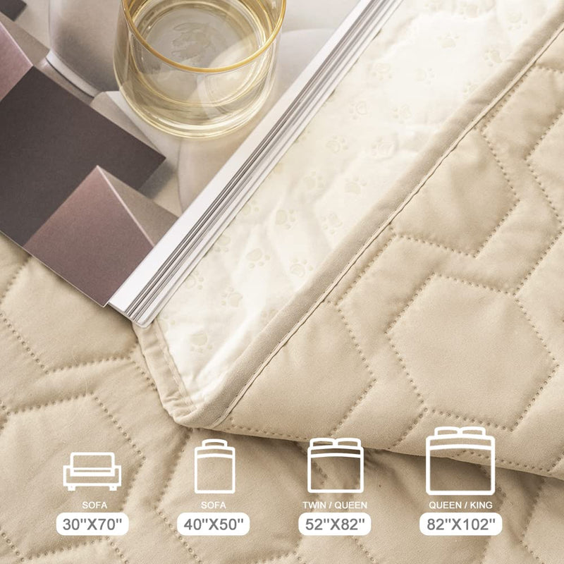 Waterproof and Non-Slip Dog Bed Cover and Pet Blanket Sofa Pet Bed Mat ，car Incontinence Mattress Protectors Furniture Couch Cover for Most Cats Dogs,Pets（52x82-Beige） Beige 52x82Inch (Pack of 1) - PawsPlanet Australia