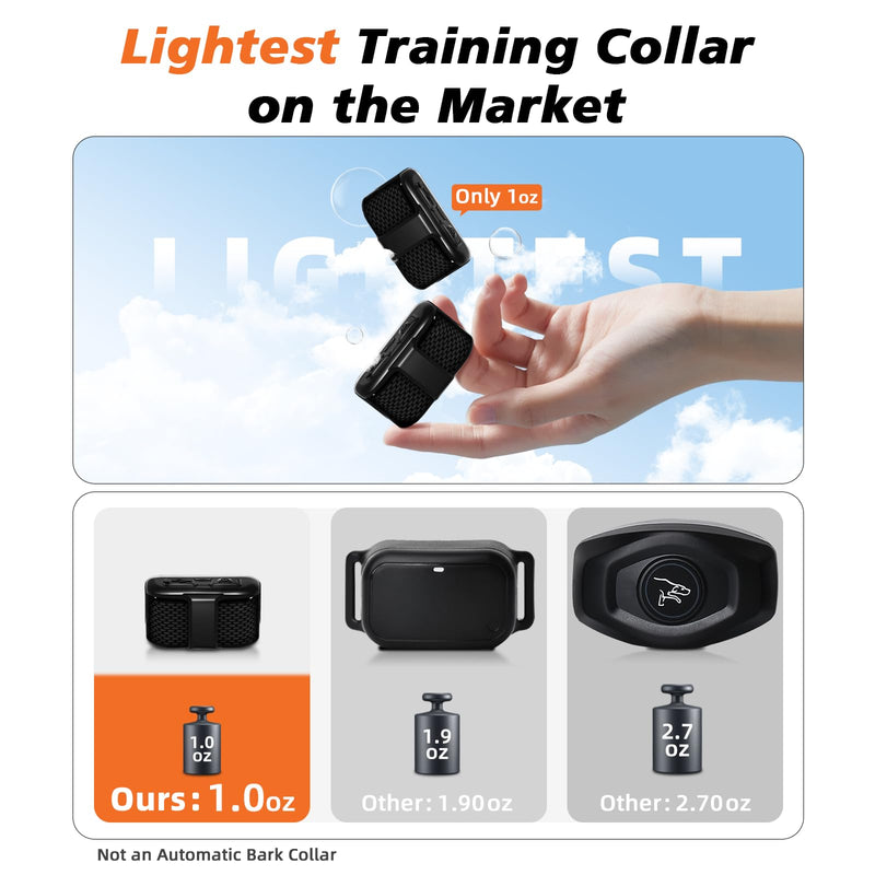 Tiniest Dog Shock Collar, Lightest Dog Training Collar with Remote for Small Dogs 5-15lbs & Medium Large Dogs/Puppies, Waterproof, Rechargeable, 1300ft Range (Black&Ultra Tiny) Black Ultra Tiny
