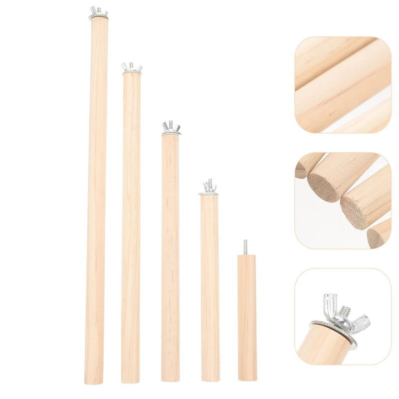 Veemoon Wood Bird Perch Stand 5pcs Parrot Cage Stick Standing Sticks Climbing Branch Rod Bird Cage Grinding Toy for Cockatiels Parakeet （10+15+20+25+30 CM） - PawsPlanet Australia
