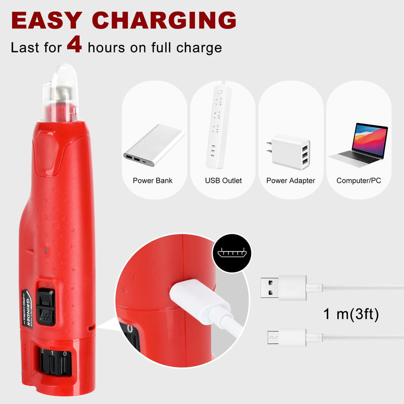 Dog Nail Grinder Kit–Electric Pet Nail Trimmer with LED Light&Replaceable Grinding Wheel,Low-Noise Grooming Tool,6-Speed Adjustable Cordless Rechargeable Design for Large/Small Dogs & Cats - PawsPlanet Australia