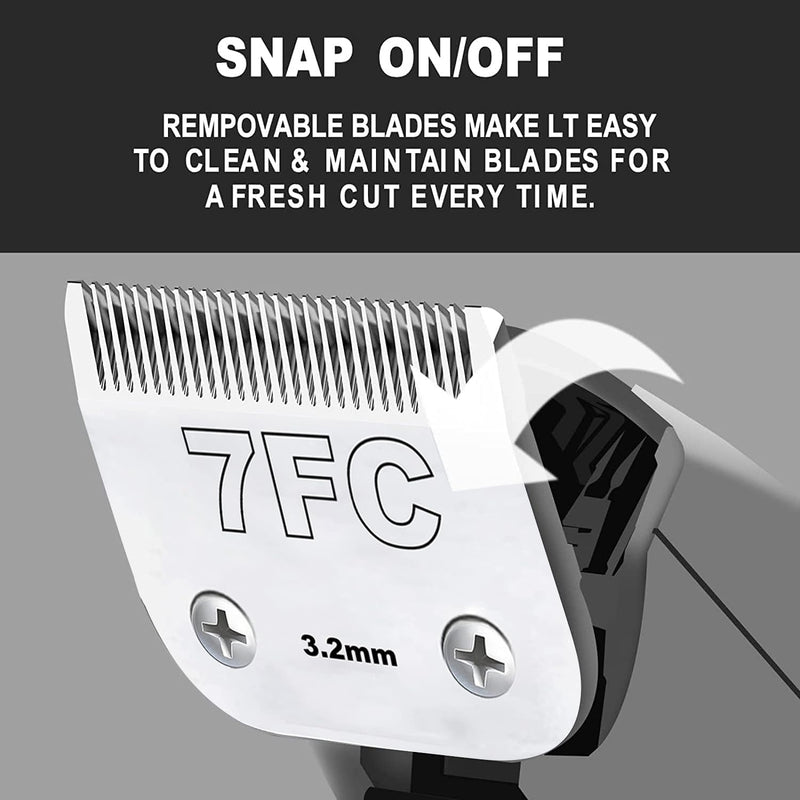 Clipper Blade Dog Grooming Compatible with Andis Clippers Carbon Infused Steel Detachable Ceramic Sharp Edge Also Compatible with Wahl/Oster Dog Clippers (7FC:(1/8")(3.2mm)) 7FC:(1/8")(3.2mm) - PawsPlanet Australia