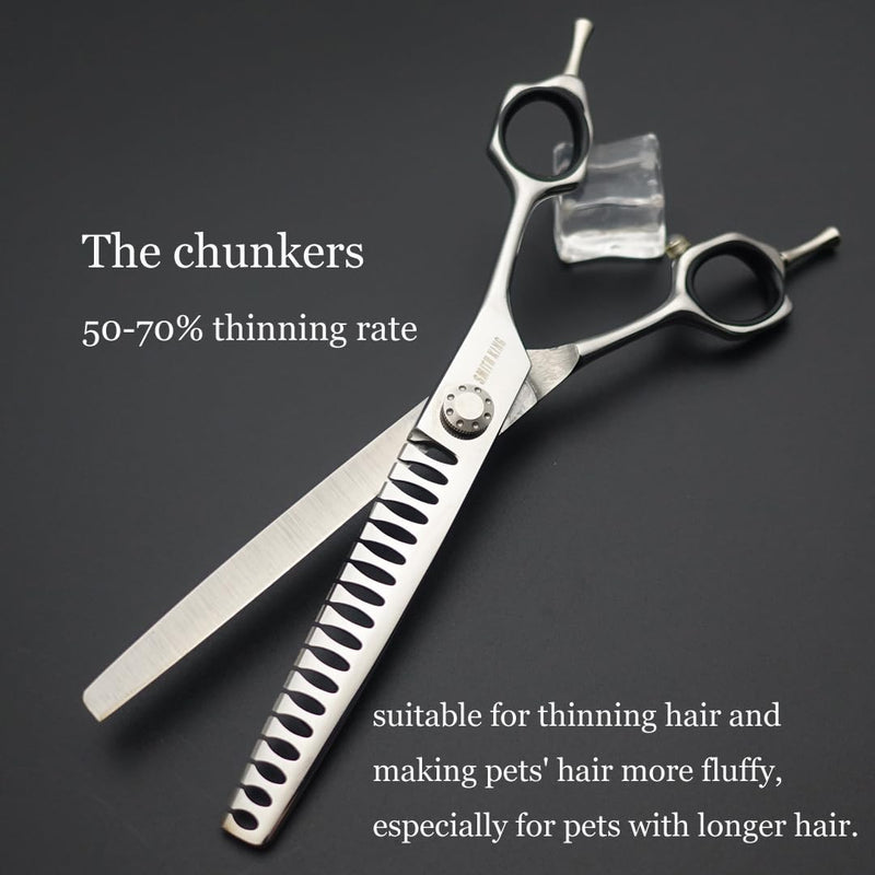 7 inches Safe Dog Grooming Scissors Set with Round Tip,Straight & Thinning & Curved Shears Set with comb for Dog & Cat Grooming human hair cutting (Black 4 in 1 with comb) Black 4 in 1 With Comb - PawsPlanet Australia