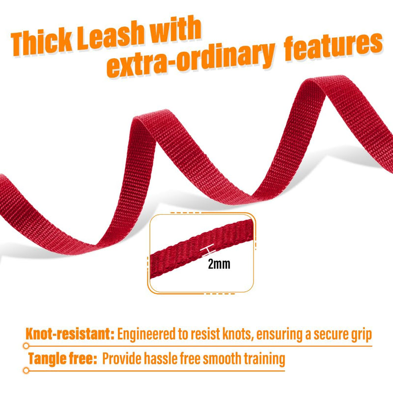 Dog Training Leash - Long Line for Recall & Obedience, Nylon Training Lead with Padded Handle, 15 ft / 20 ft / 30 ft / 50 ft / 100 ft - Long Leash for Dogs Outside, Small/Medium/Large 50ft Red - PawsPlanet Australia