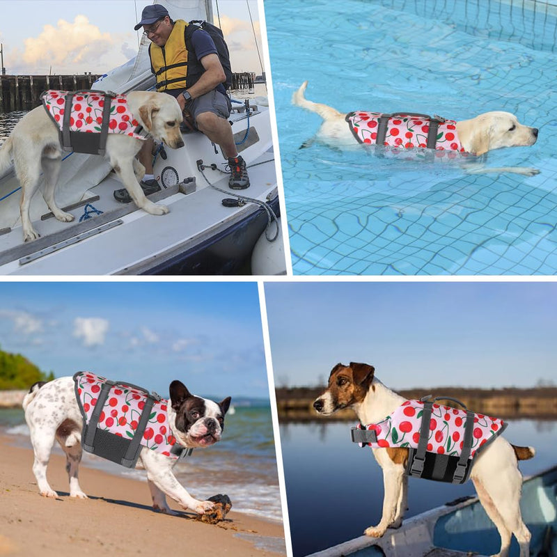 Doglay Dog Life Jacket, Dog Life Vest for Swimming Boating, Adjustable Puppy Life Jacket with Reflective Stripes, Superior Buoyancy Pet Swimming Vest for Small Medium and Large Dogs Cherry X-Small - PawsPlanet Australia