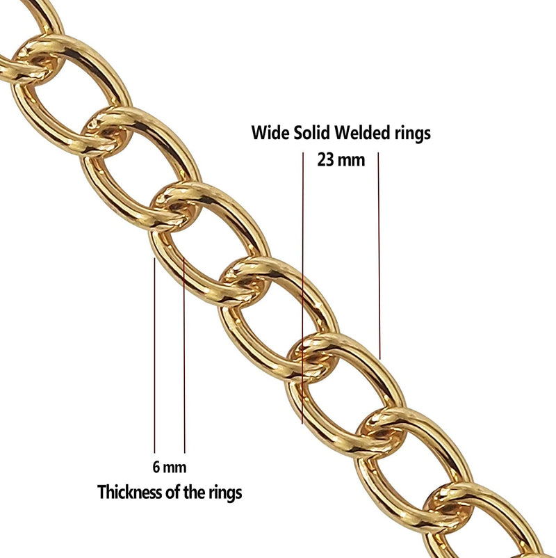 Heavy Duty Dog Chain Lead Chew Proof Leash GOLD Metal with Leather Handle for Large and Extra Large Dog up to 80kg (Baby Pink) Baby Pink