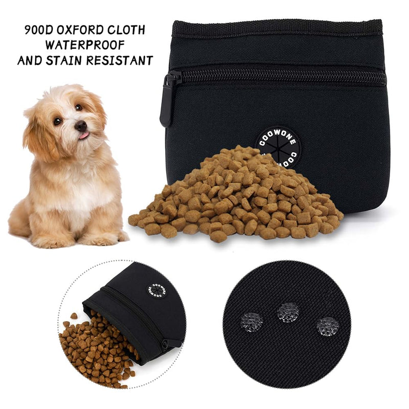 COOWONE Dog Treat Pouch with Pet Training Clicker, Detachable Dog Puppy Training Treat Bag, 900D Oxford Cloth Magnetic Closure Small Dog Poop Bag Holder for Travel or Outdoor Use Black - PawsPlanet Australia