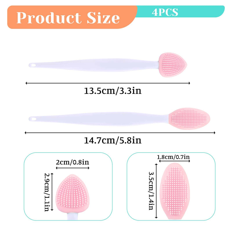 4Pcs Cat Acne Chin Treatment, Cat Acne Brush Set, Black Seed Exfoliating Brush, Dual Sided Silicone Cat Brush, for Cats Chin Acne and Blackhead Exfoliation Pink - PawsPlanet Australia