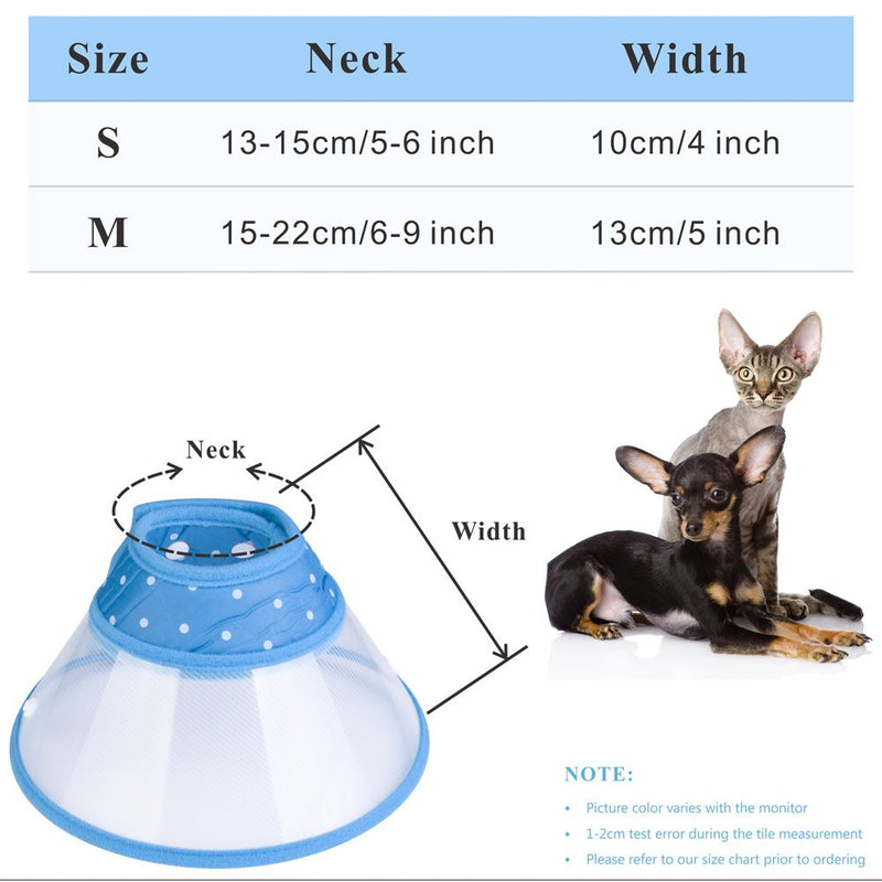 Cat Cone Collar, to Stop Licking, Recovery Elizabethan After Surgery, Clear Soft Neck E-Collar, Not Block Vision, for Kitten Puppy Dog Pet in Surgery Remedy - M in Blue 6"-9" - PawsPlanet Australia