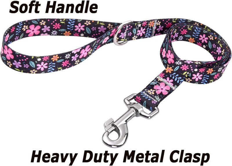Dog Collar and Leash Set for Small Dogs Cats, with Soft Comfortable Adjustable Floral Pattern for Puppy and Small Dogs (XS) X-Small (Pack of 1) Set Floral - PawsPlanet Australia