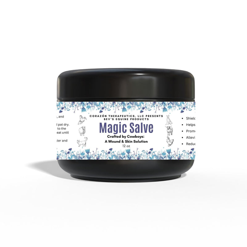 Wound Salve - For Horses, Pets, Livestock & People - Calendula, Shields Abrasions, Stops Infections, Promotes Scabbing, Reduces Inflammation & Scarring, Vet-Approved - Bev's Magic Salve (12 oz) 12 oz