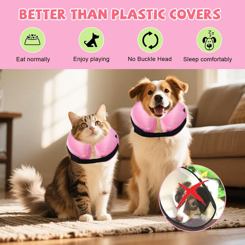 Dog neck brace, dog collar lick protection, SZMK inflatable dog protective collar soft, adjustable neck brace cat neck brace, collar for dog after surgery, cat collar with adjustable buckle - L L