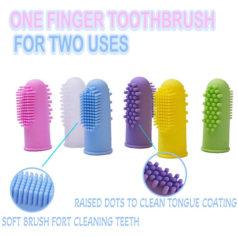 Dog Finger Toothbrush Silicone Pet Finger Toothbrush for Dogs Cats，Dogs Teeth Plaque Dog Dental Care with Storage Case,Easy Teeth Cleaning (6 Color) 6 Color