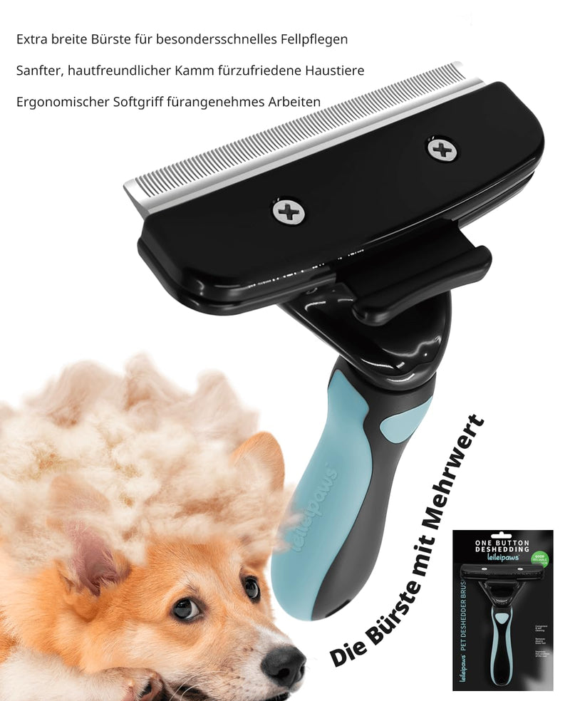 Dog & Cat Brush - Undercoat Brush & Deshedding Tool for Short & Long Hair - Self-Cleaning Grooming Brush Against Loose Hair & Undercoat - Ergonomic Non-Slip Handle