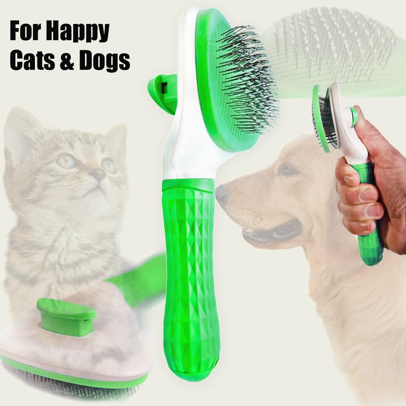 Self cleaning Slicker Brush, Cat Brush, Dog Brush, Shedding and Grooming Tool for Pets, Remove Loose Hair, Fur, Undercoat, Mats, Tangled Hair, Knots for Large Medium Small Sensitive Long or Short Hair - PawsPlanet Australia