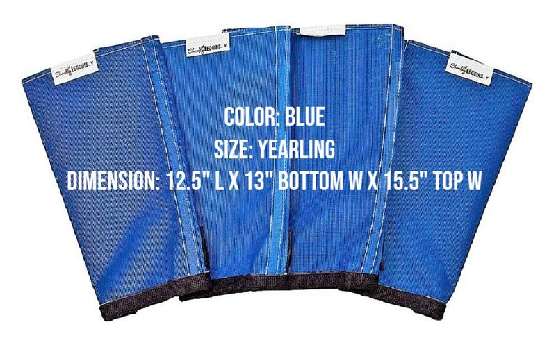 SHOOFLY Horse Leggins, Patented Loose Fitting Boots, Breathable Plastic Mesh (Blue/Yearling)