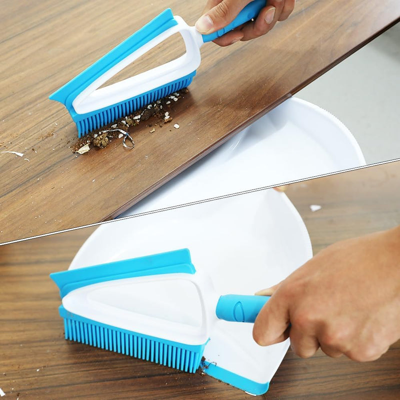Pet Rubber Brush with Mini Dustpan,Dog Cat Hair Removal Brush with Squeegee,Portable Small Carpet Brush for Clothes,Cars,Sofa,Bed Sheet - PawsPlanet Australia