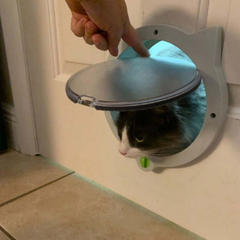 Cat Flap Door Magnetic, Cute Cat Door, 4 Locking Modes Plastic Automatic Cat Door for Interior Exterior Doors (White) White