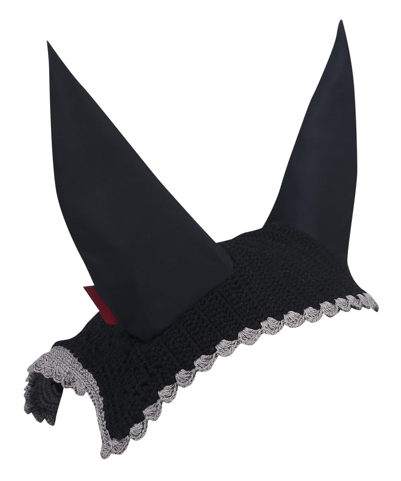 Diamond Ear Bonnet with Sound Resistant and Soft Stretchable Lycra Ears (Large: (Horizontal) A: 34cm, (Vertical) B: 42cm, Black-Grey) Large: (x-axis) A: 34cm, (y-axis) B: 42cm
